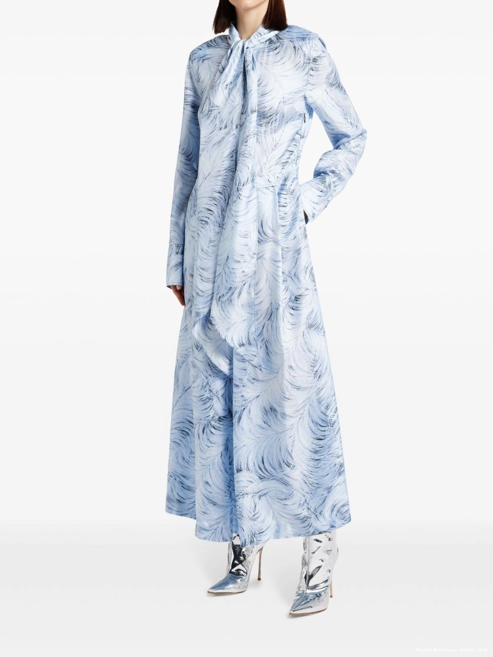 Affordable feather-print McCartney dress midi Women Stella 0706